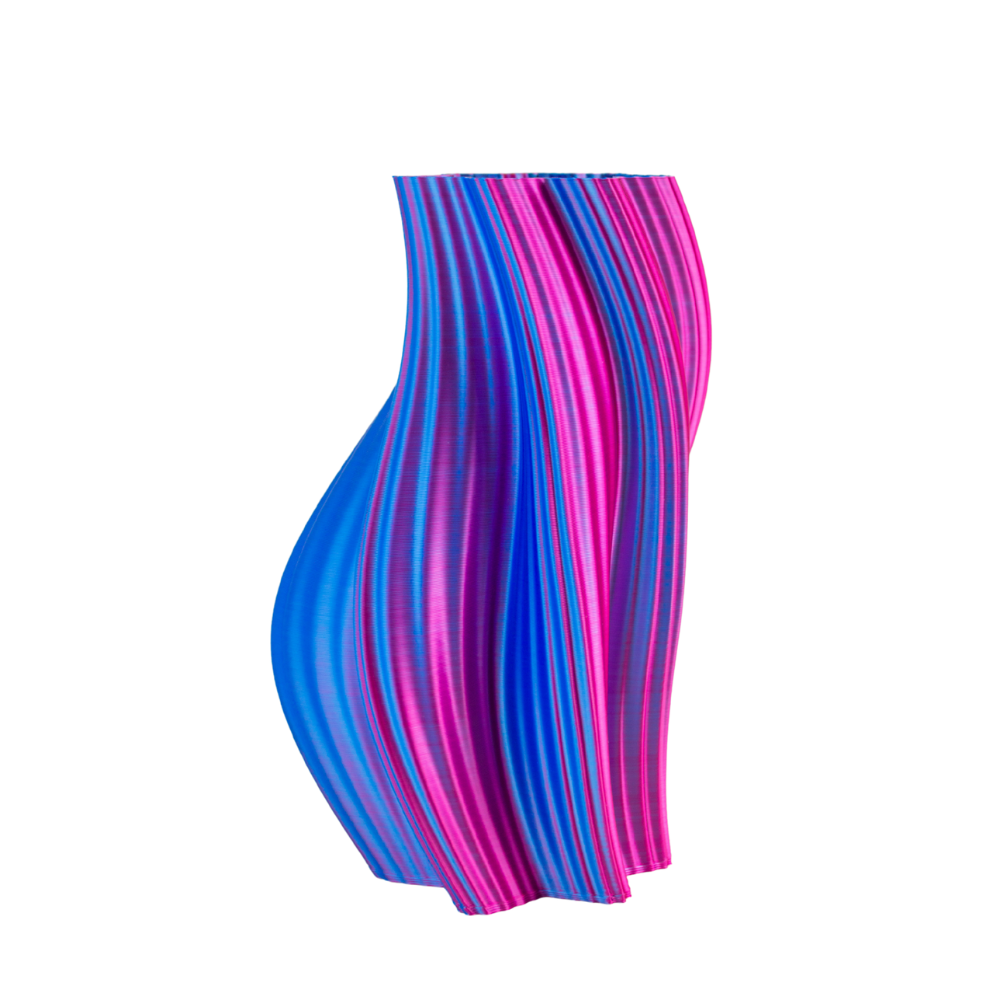 Multi-color vase “Heat Wave” (pink/blue) + gift