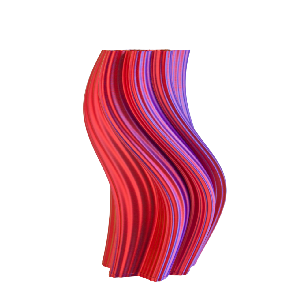 Multi-color vase “Heat Wave” (gold/purple/red) + gift