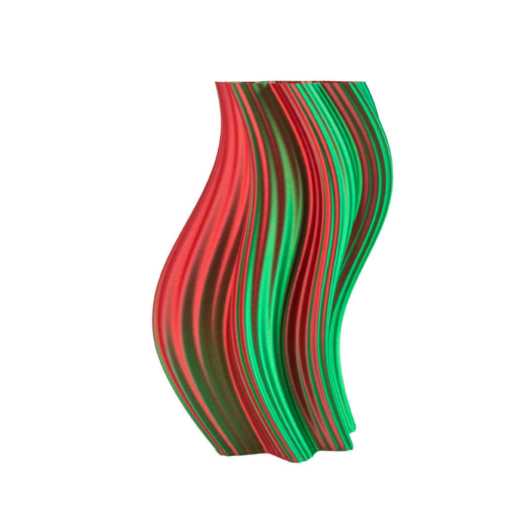 Multi-color vase “Heat Wave” (green/red) + gift