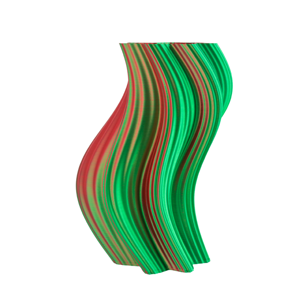 Multi-color vase “Heat Wave” (green/red) + gift