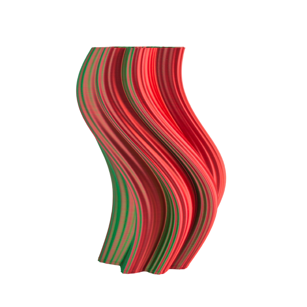 Multi-color vase “Heat Wave” (green/red) + gift